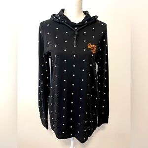 NWT Halloween FRIGHT NIGHT Ghost Print Denim &  Flower Sweatshirt Hoodie Sz Med